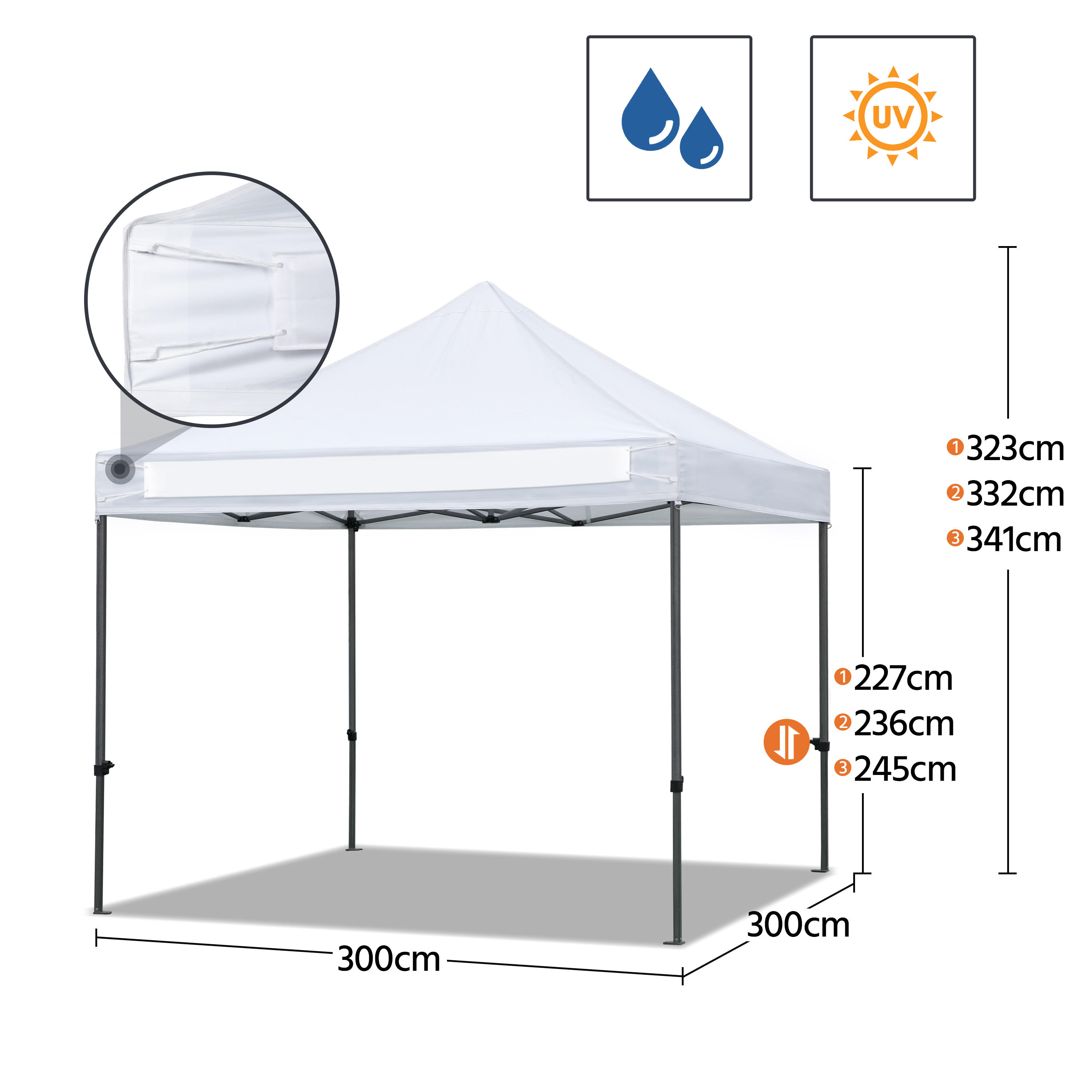 Yaheetech Tonnelle de Jardin Pliable Blanc 3x3m Gazebo Tente Pliante Imperméable Anti-UV Pavillon Pop-up Portable